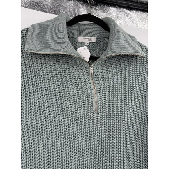 Thakoon Collective Sage Green Half-Zip Knit Sweater, Size M - Picture 3 of 9